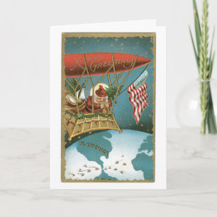 Cartão De Festividades Papais noeis Zeppelin - Patriotismo Americano