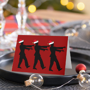 Cartão De Festividades Papais noeis Zombie engraçados Vermelho de Natal