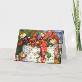Cartão De Festividades Papel de embrulho dos duendes do natal vintage