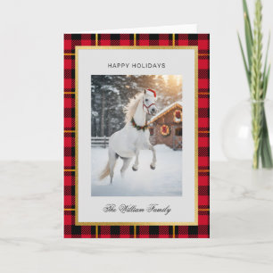Cartão De Festividades Papel Dobrado de Natal com Foto de Cavalo em Xadre