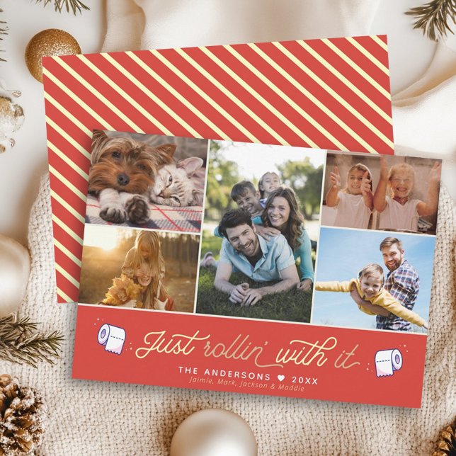 Cartão De Festividades Papel Higiênico Retrô Vermelho Humor Divertido (Criador carregado)