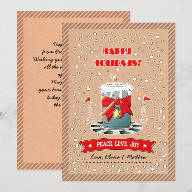 Cartão De Festividades Papel Kraft na Vela de Natal divertida (Frente/Verso)