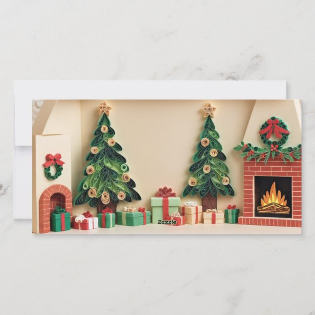 Cartão De Festividades Papercraft Paper Quiling Christmas Card Photo (Verso)