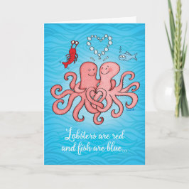 Cartão De Festividades Par bonito do Dia de os namorados Octopi