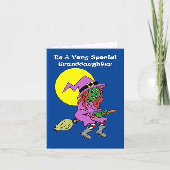 Cartão De Festividades Para a neta Cute Cartoon Witeen (Frente)