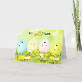 Cartão De Festividades para a vovó sorrindo ovos de Páscoa