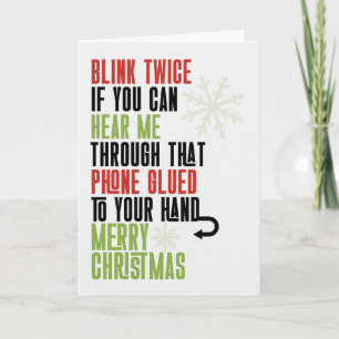 Cartão De Festividades para Adolescentes Piadas de Natal Blink Twice