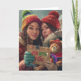 Cartão De Festividades Para ambas as Arte Digital de Natal LGBTQ