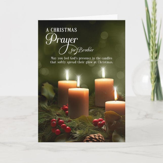 Cartão De Festividades para as velas cristãs de oração de Natal do Irmão (Frente)