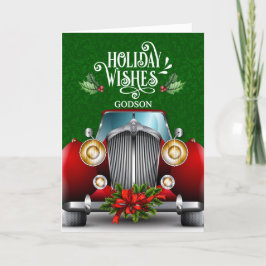 Cartão De Festividades para Godsons Red Classic Car Christmas