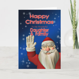 Cartão De Festividades Para irmã e família, um Papai noel acenando