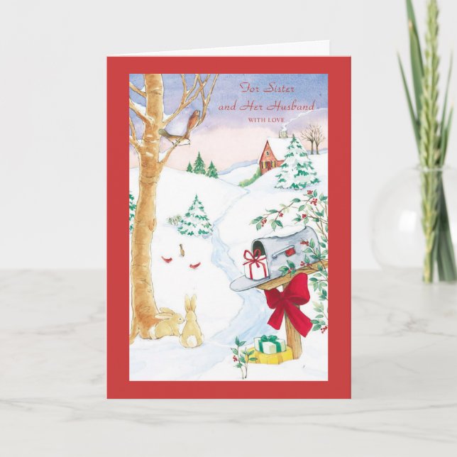 Cartão De Festividades Para Irmã e Seu Marido Com Amor (Frente)