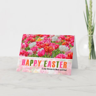 Cartão De Festividades para mãe e Pai na Páscoa Tulip Garden