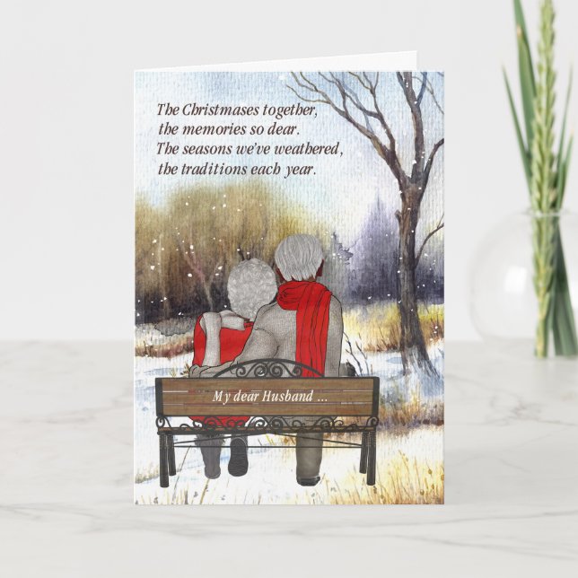 Cartão De Festividades para marido casal de idosos afro-americanos (Frente)