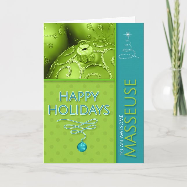 Cartão De Festividades para Masseuse Green e Turquoise Modern Holiday (Frente)
