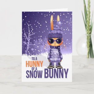Cartão De Festividades Para Meninas Cute Purple Christmas Bunny