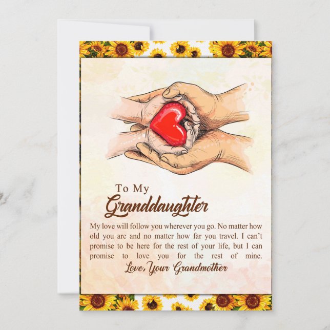 Cartão De Festividades Para Minha Avó, Sunflower Gift, Da Avó (Frente)