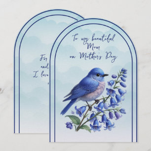 Cartão De Festividades Para Minha Linda Mãe no Dia das Mães Bluebird