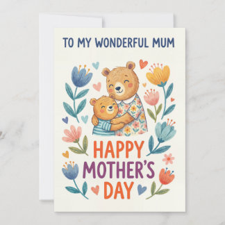 Cartão De Festividades Para Minha Maravilhosa Mãe – Urso de Feliz Dia das
