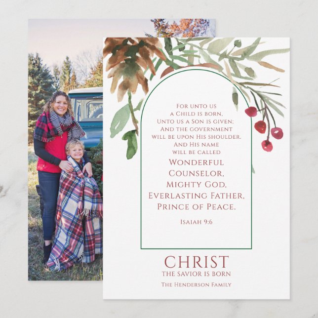 Cartão De Festividades Para nós, uma criança é Nascer Natal (Frente/Verso)