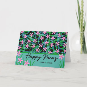 Cartão De Festividades Para o Ano Novo Persa Norooz da Babá Flor Rosa