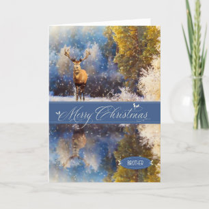 Cartão De Festividades para o Brother Christmas Winter Woodland Deer