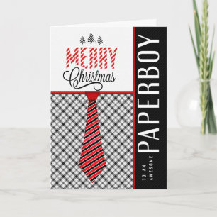 Cartão De Festividades para o Garoto de Jornal Feliz Natal Gravata Mascul