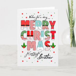 Cartão De Festividades para o Irmão Merry Christmas Decortering Lettering