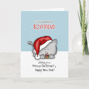 Cartão De Festividades Para o meu maravilhoso Namorado- Cat Christmascard