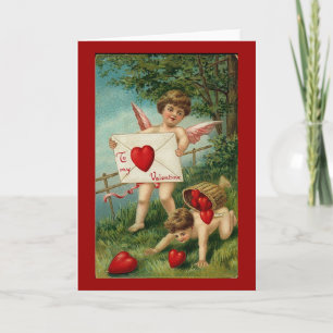 Cartão De Festividades Para o meu Namorados Cherub com Carta de Amor