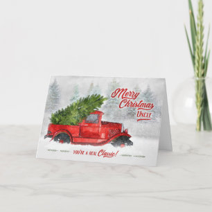 Cartão De Festividades para o Natal do Tio Vintage Classic Truck