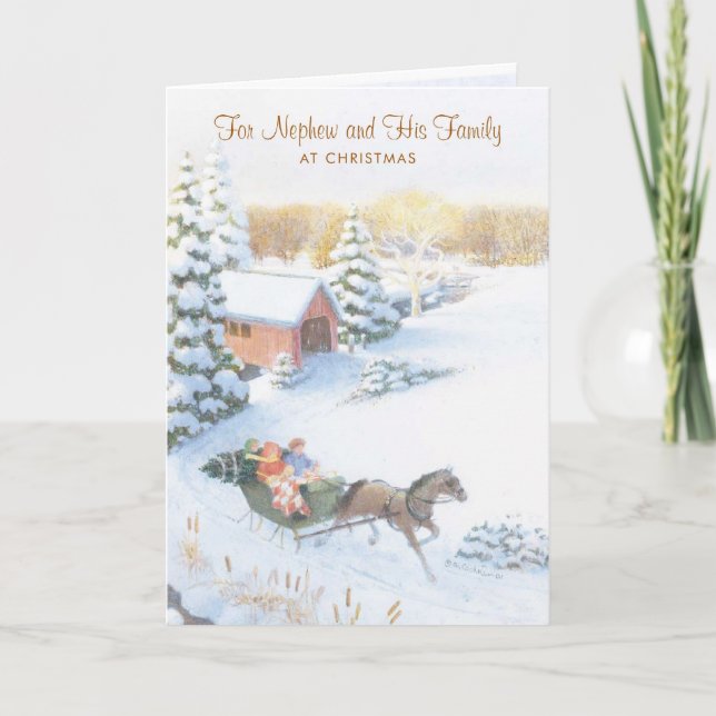 Cartão De Festividades Para o sobrinho e sua família no Natal (Frente)