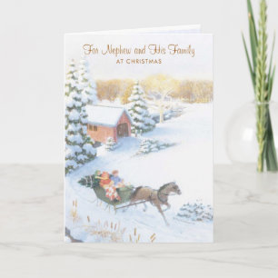 Cartão De Festividades Para o sobrinho e sua família no Natal