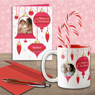 Cartão De Festividades Para Ornamentos de Retro Vermelho de Fotografia Pe