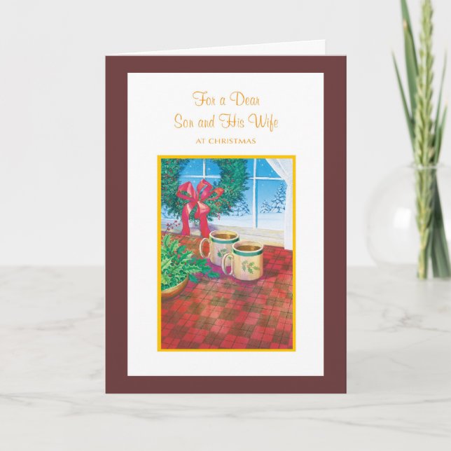 Cartão De Festividades Para um caro filho e sua esposa no Natal (Frente)