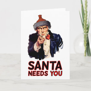 Cartão De Festividades Para um EUA militar, Feliz Natal: Papais noeis Eng