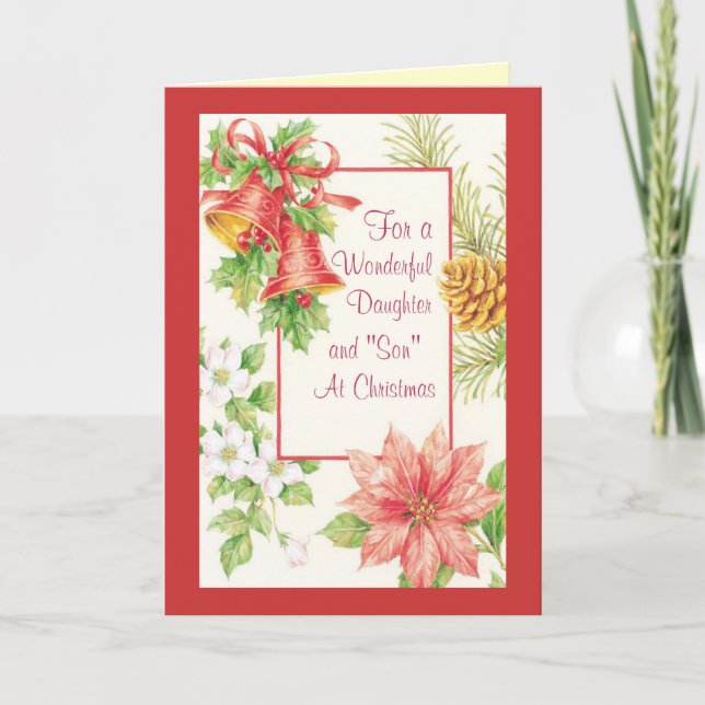 Cartão De Festividades Para uma filha e um filho maravilhosos (Frente)