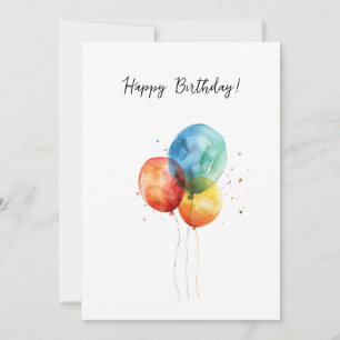 Cartão De Festividades Parabéns Aquarela Ballons