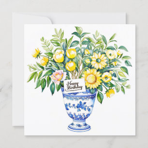 Cartão De Festividades Parabéns & buquê de flores 