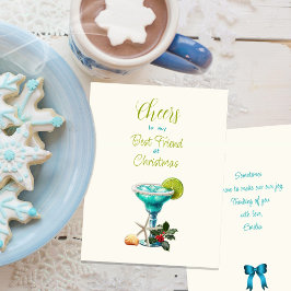 Cartão De Festividades Parabéns de Natal Melhor Amigo Margarida Azul