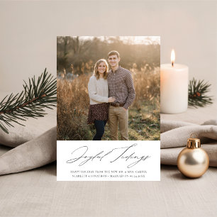 Cartão De Festividades Parabéns de Natal para Recém-Casados com Foto Eleg