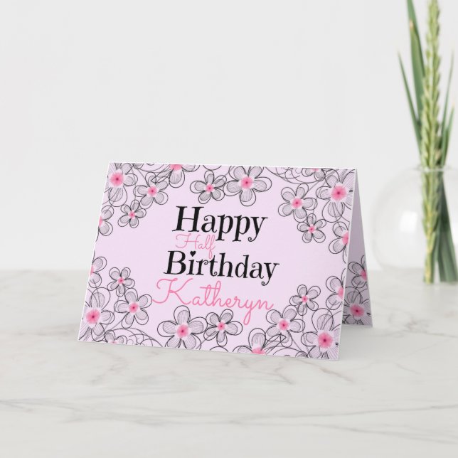 Cartão De Festividades Parabéns! Meia carta de aniversário (Frente)