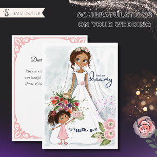 Cartão De Festividades Parabéns pelo Casamento da Noiva Fofa e da Menina