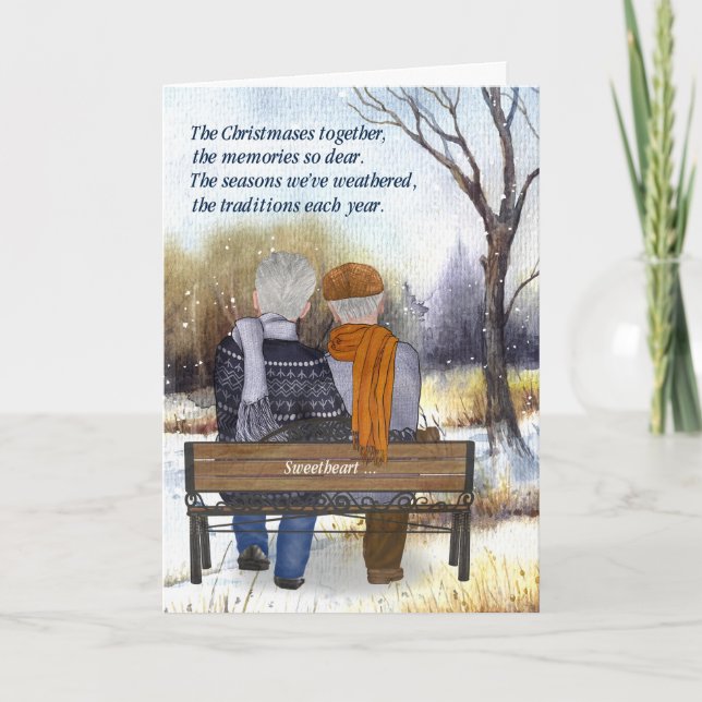 Cartão De Festividades Parceiro de Vida Natal Idoso Casal Gay Inverno (Frente)