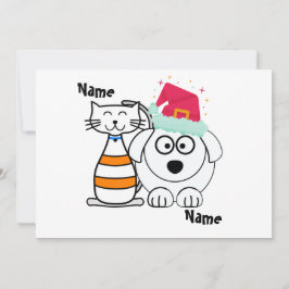 Cartão De Festividades Parceiros de Gatos e Cães Bonitos Personalizados