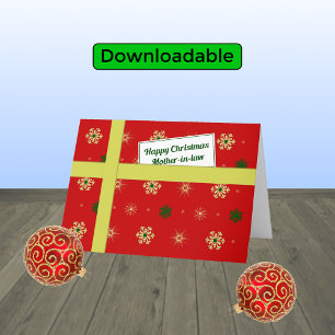 Cartão De Festividades Parcela de Natal vermelha pela sogra