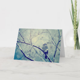 Cartão De Festividades Pardal no ramo nevado