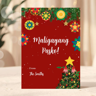 Cartão De Festividades Parol Maligayang Pasko Filipino Christmas Card
