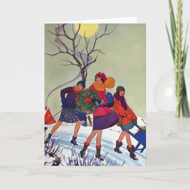 Cartão De Festividades Parque de Brookmont, ilustração do Natal do 1920 (Frente)