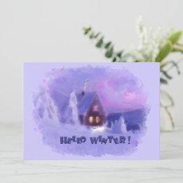 Cartão De Festividades Parte Superior Inverno Das Montanhas Chalet White